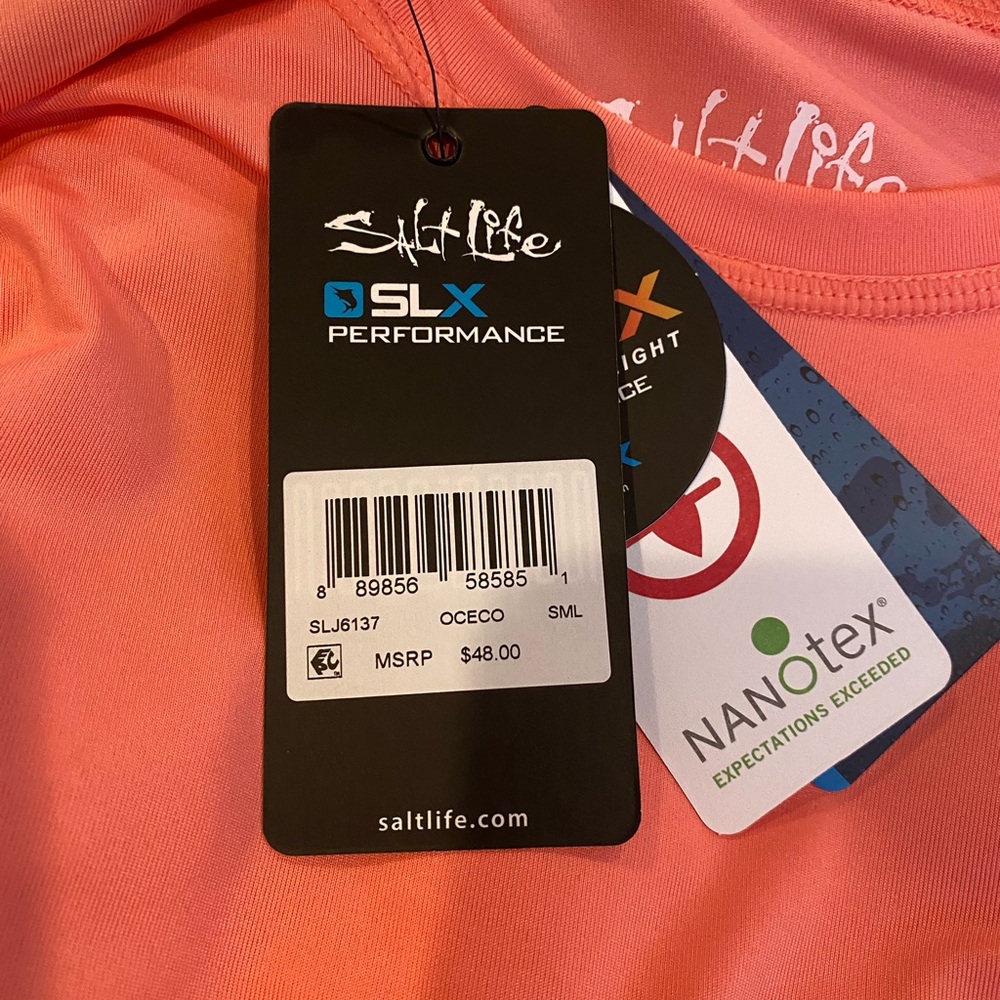 Salt Life Women’s Salmon Live The Salt Life Long Sleeve Performance Shirt NWT - Picture 5 of 12